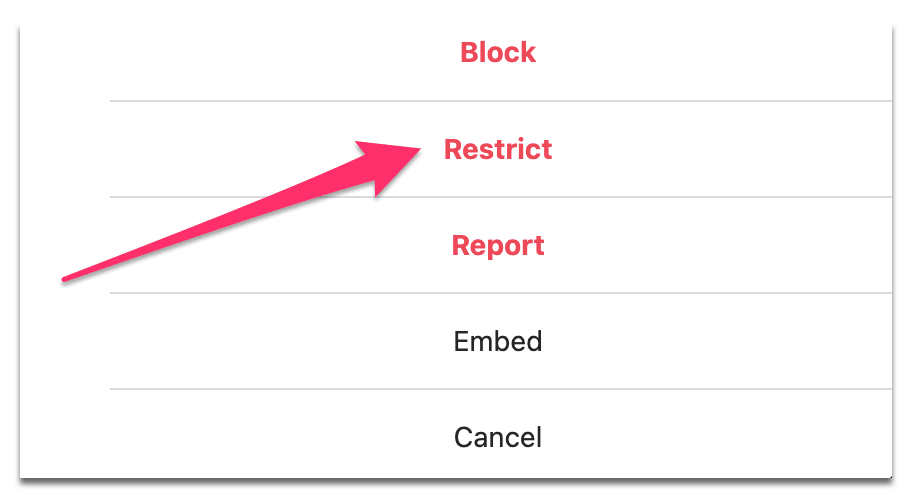 Restricting an Instagram user