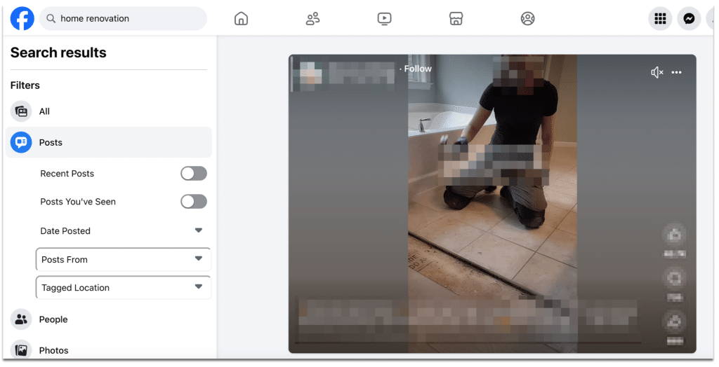 Home renovations on Facebook